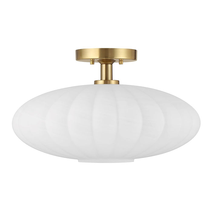 Savoy House Meridian 1Lt Ceiling Light, Natural Brass/White Strie