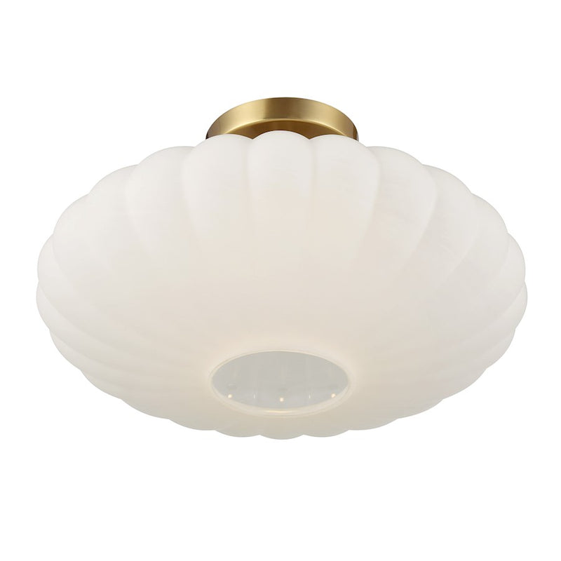 Savoy House Meridian 1Lt Ceiling Light, Natural Brass/White Strie