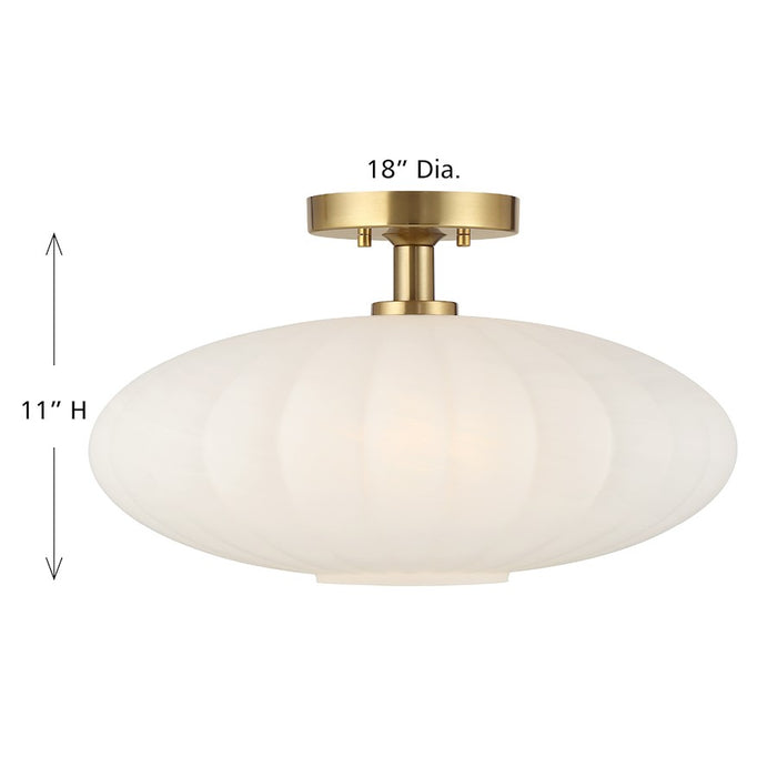 Savoy House Meridian 1Lt Ceiling Light, Natural Brass/White Strie