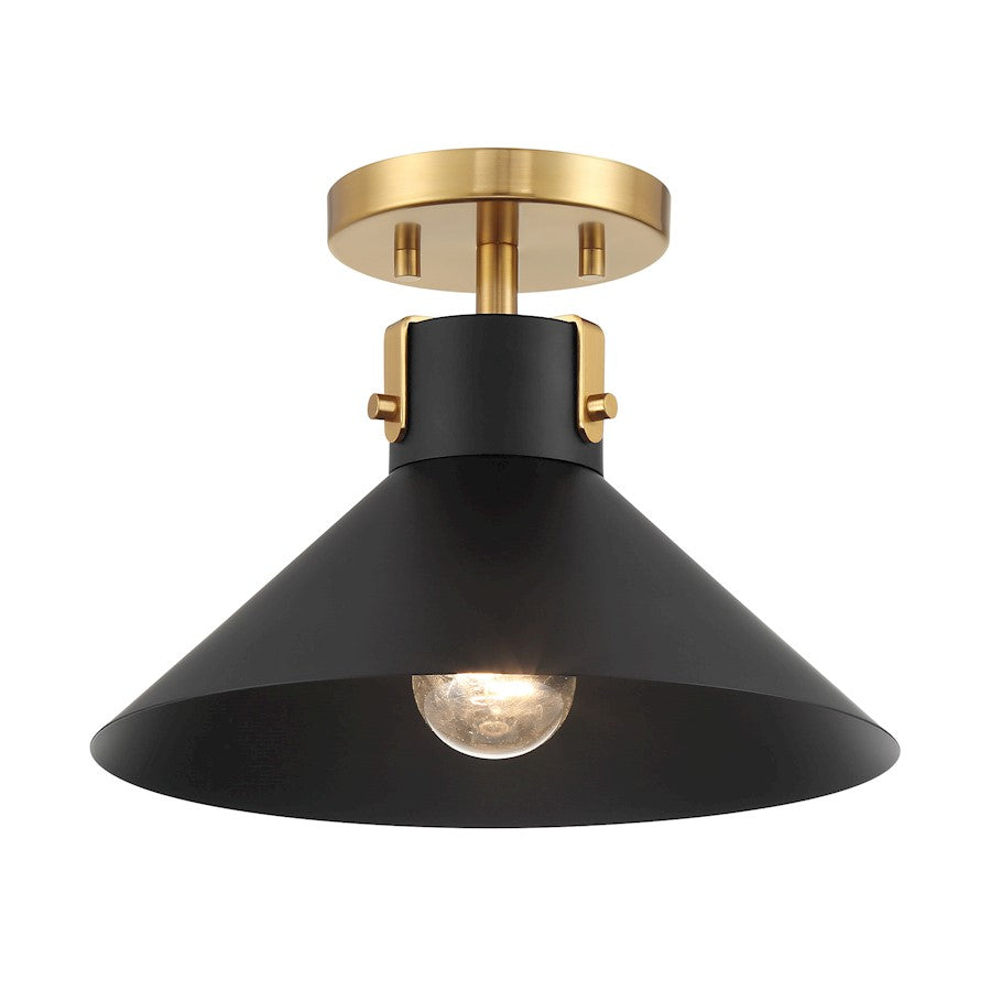 Savoy House Meridian 1Lt Ceiling Light, Black and Natural Brass - M60078MBKNB