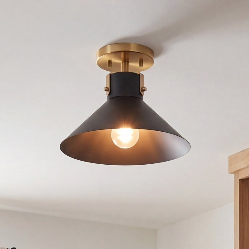Savoy House Meridian 1Lt Ceiling Light, Black and Natural Brass