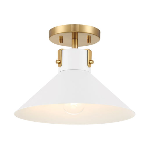 Savoy House Meridian 1Lt Ceiling Light, White and Natural Brass - M60078WHNB