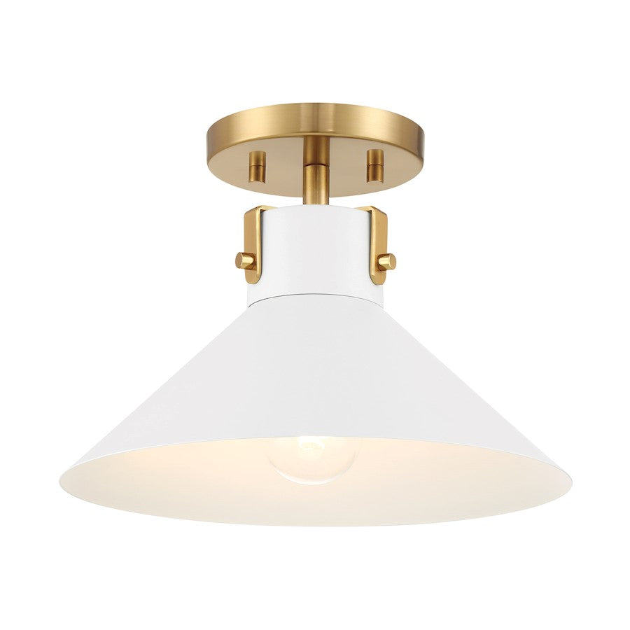 Savoy House Meridian 1Lt Ceiling Light, White and Natural Brass - M60078WHNB