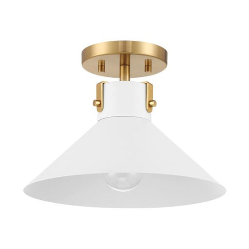 Savoy House Meridian 1Lt Ceiling Light, White and Natural Brass