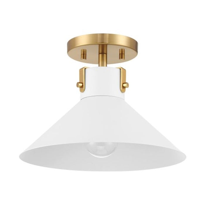 Savoy House Meridian 1Lt Ceiling Light, White and Natural Brass