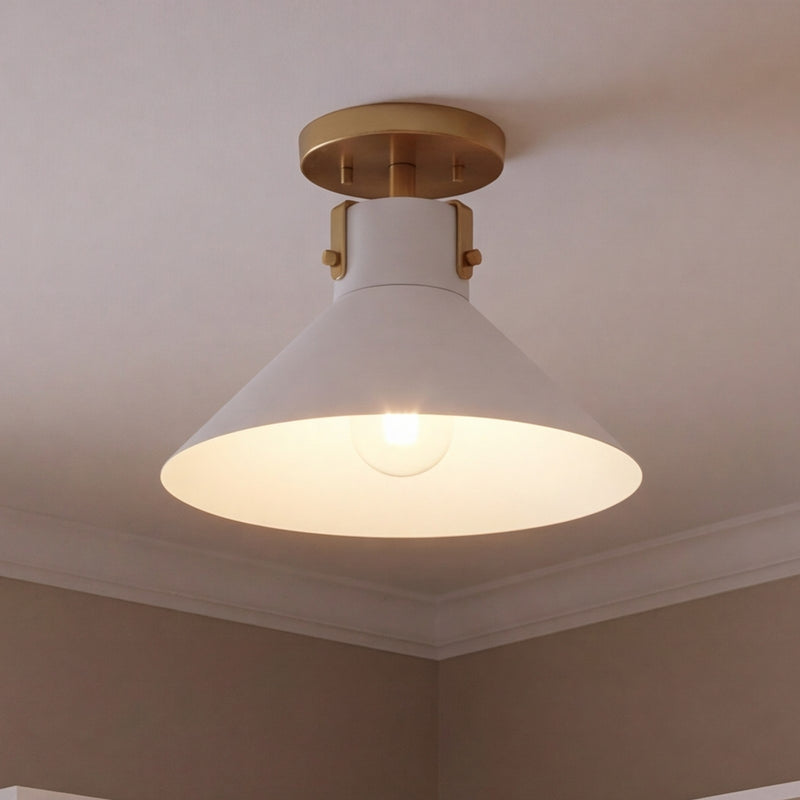 Savoy House Meridian 1Lt Ceiling Light, White and Natural Brass