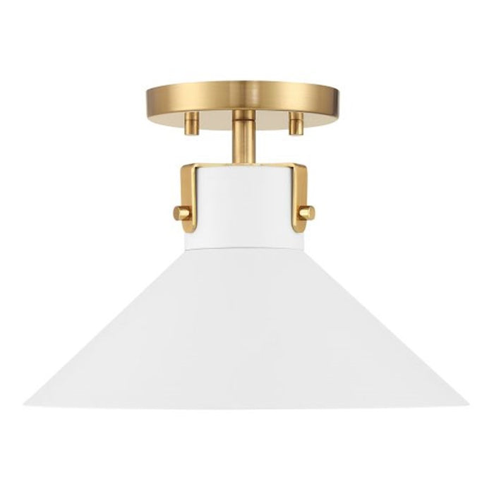 Savoy House Meridian 1Lt Ceiling Light, White and Natural Brass