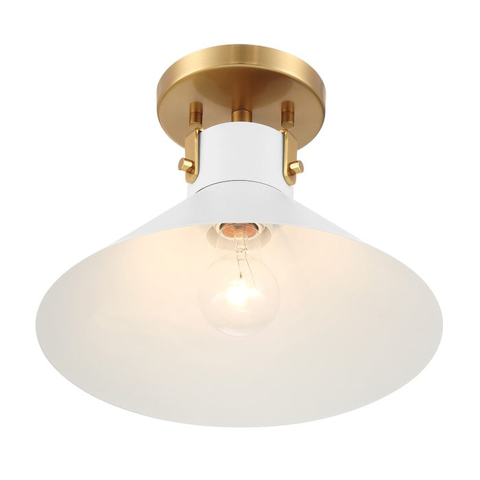 Savoy House Meridian 1Lt Ceiling Light, White and Natural Brass
