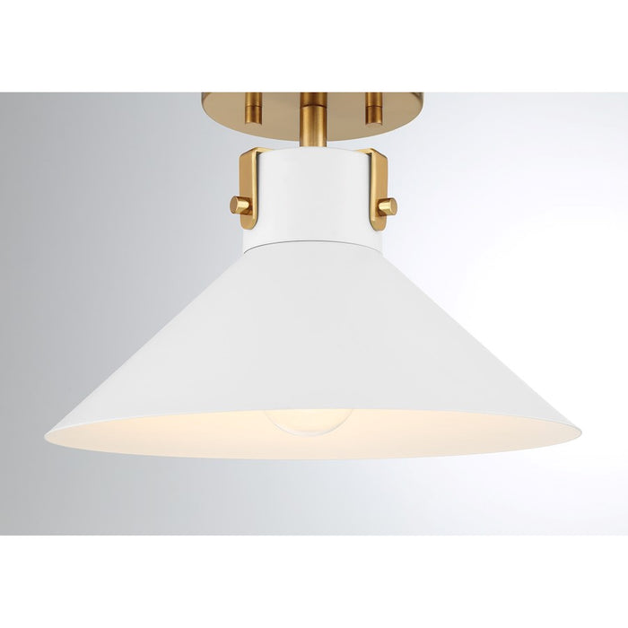 Savoy House Meridian 1Lt Ceiling Light, White and Natural Brass