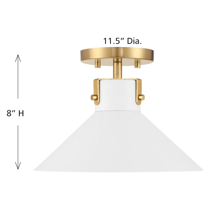 Savoy House Meridian 1Lt Ceiling Light, White and Natural Brass