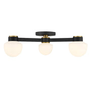 Savoy House Meridian 3Lt Ceiling Light, Black/Brass/White Opal - M60079MBKNB