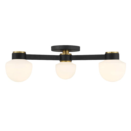 Savoy House Meridian 3Lt Ceiling Light, Black/Brass/White Opal - M60079MBKNB