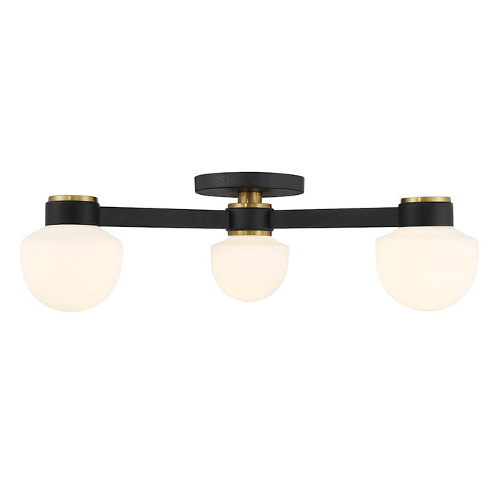 Savoy House Meridian 3Lt Ceiling Light, Black/Brass/White Opal - M60079MBKNB