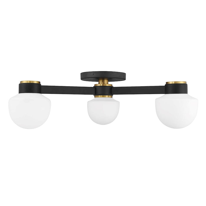 Savoy House Meridian 3Lt Ceiling Light, Black/Brass/White Opal