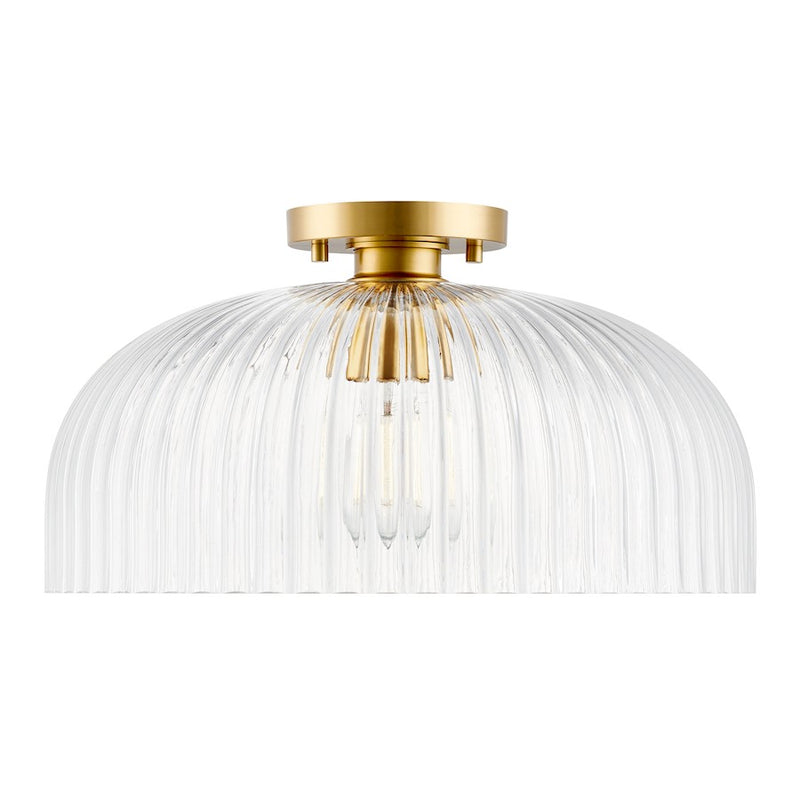 Savoy House Meridian 1Lt Ceiling Light, Natural Brass/Clear Pleated