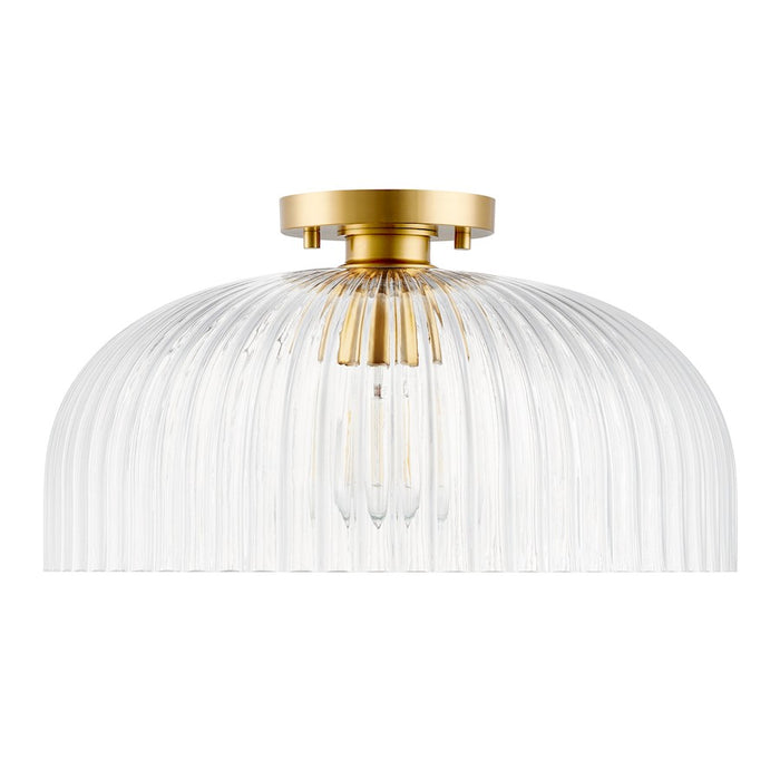 Savoy House Meridian 1Lt Ceiling Light, Natural Brass/Clear Pleated