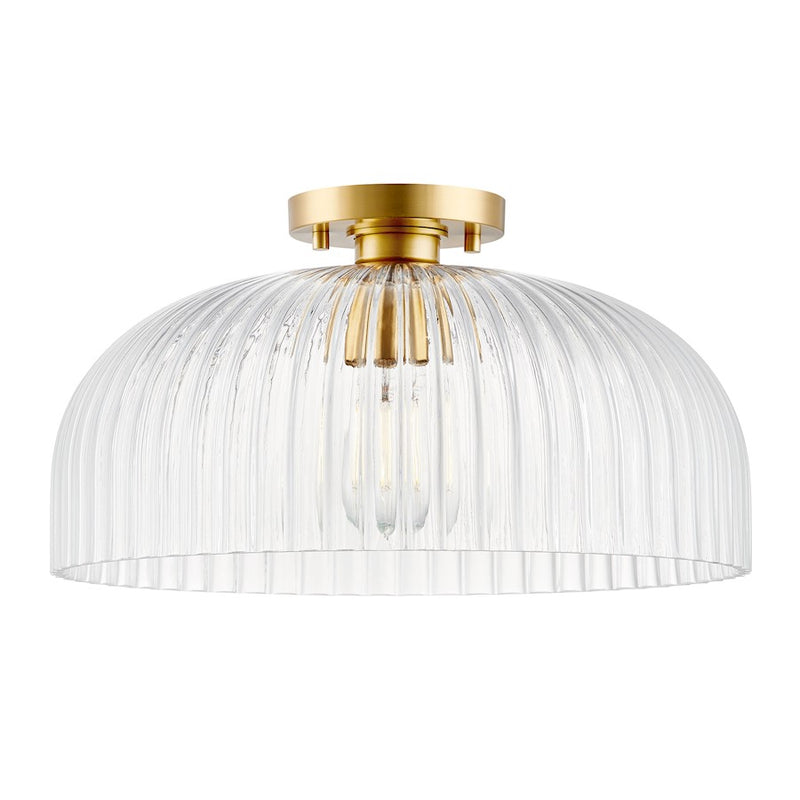 Savoy House Meridian 1Lt Ceiling Light, Natural Brass/Clear Pleated