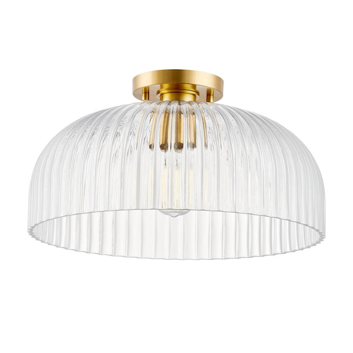 Savoy House Meridian 1Lt Ceiling Light, Natural Brass/Clear Pleated