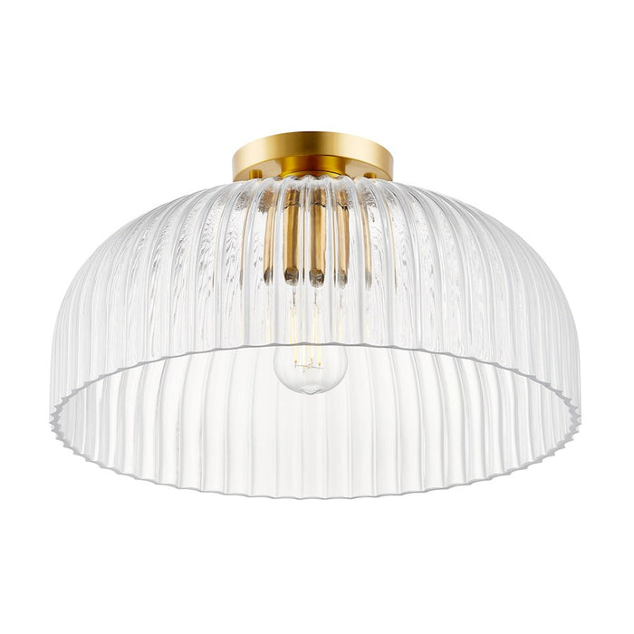 Savoy House Meridian 1Lt Ceiling Light, Natural Brass/Clear Pleated