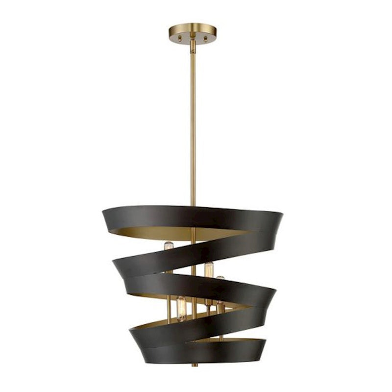 Savoy House 4-Light Pendant, Matte Black/Gold