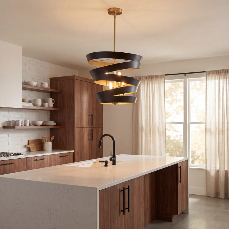 Savoy House 4-Light Pendant, Matte Black/Gold