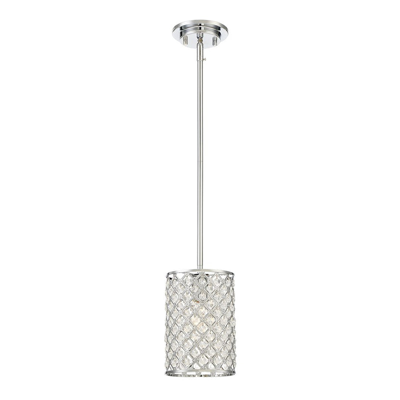 Meridian Glam 1 Light Mini Pendant, Chrome