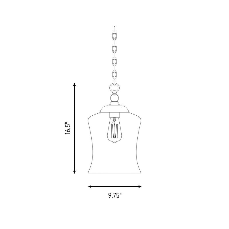 Meridian Industrial 1 Light 16" Mini Pendant