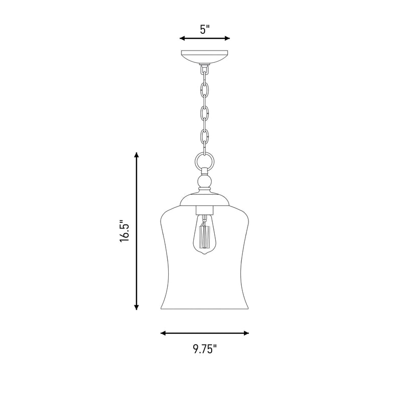 Meridian Modern 1 Light 16" Pendant, Natural Brass/Clear