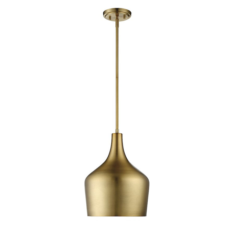 Savoy House 1-Light 11" Pendant, Natural Brass/Metal Shade