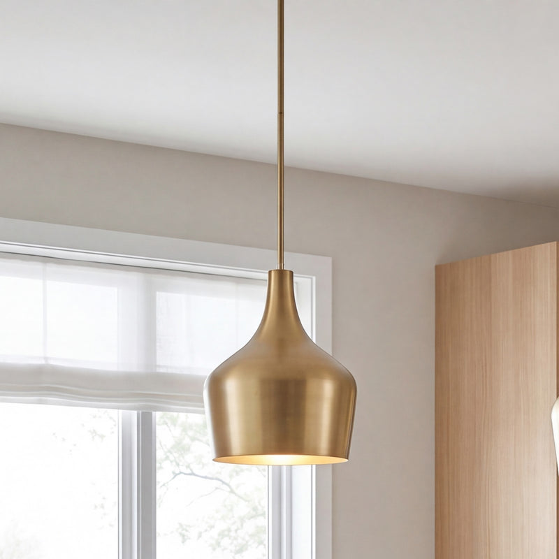 Savoy House 1-Light 11" Pendant, Natural Brass/Metal Shade