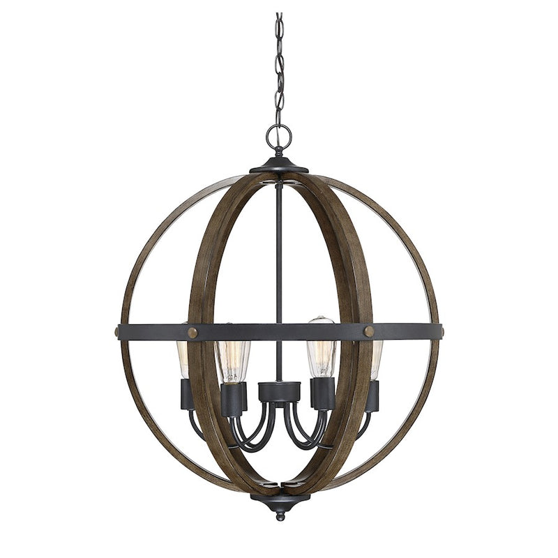 Meridian Farmhouse 6 Light Pendant, Woodblack