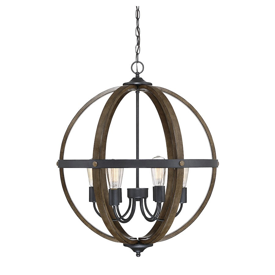 Savoy House 6-Light Pendant, Wood/Black - M70034WB