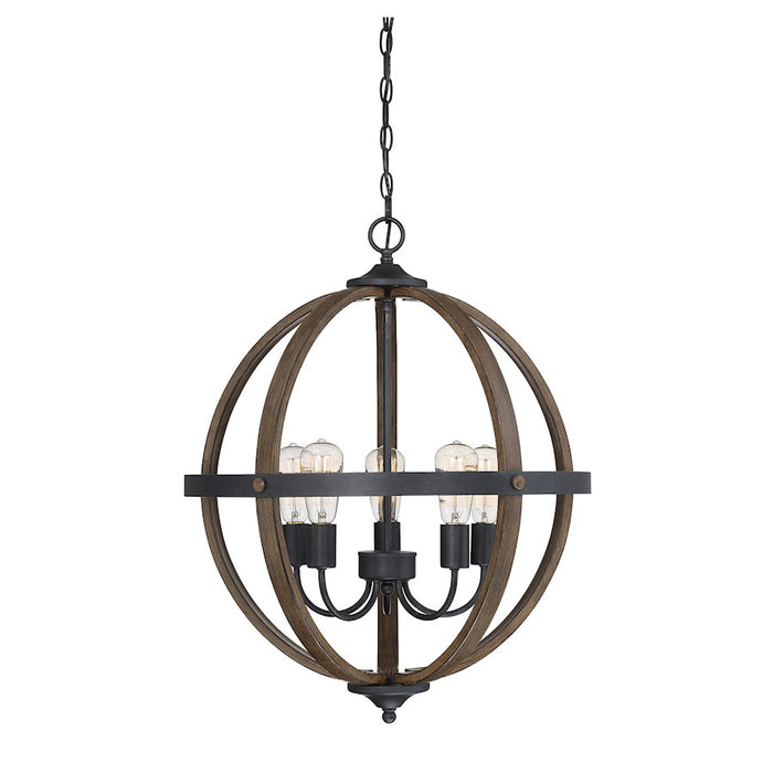 Savoy House 5-Light Chandelier, Wood/Black - M70041WB