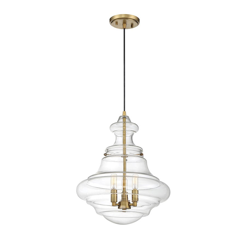Savoy House 3-Light 18" Pendant, Natural Brass
