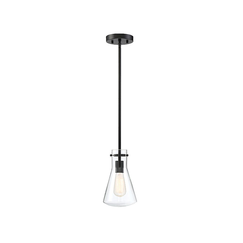 Meridian Modern 1 Light 10" Pendant, Matte Black/Clear