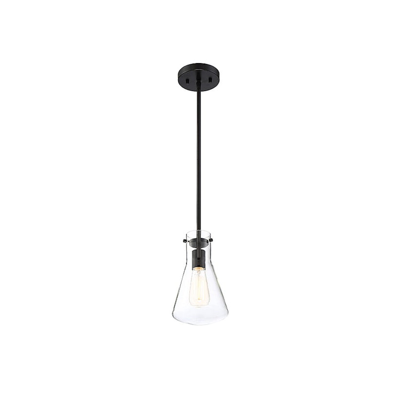 Meridian Modern 1 Light 10" Pendant, Matte Black/Clear