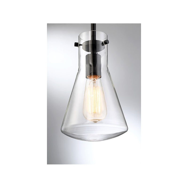 Meridian Modern 1 Light 10" Pendant, Matte Black/Clear