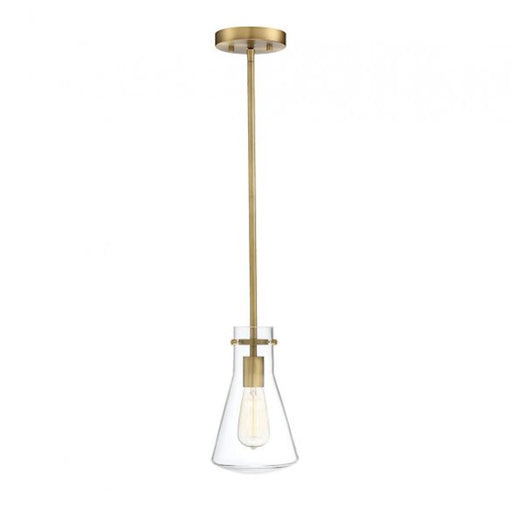 Savoy House 1-Light 11" Pendant, Natural Brass/Curved Clear - M70063NB