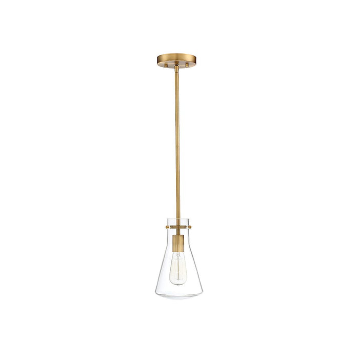 Savoy House 1-Light 11" Pendant, Natural Brass/Curved Clear