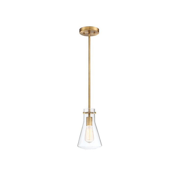 Savoy House 1-Light 11" Pendant, Natural Brass/Curved Clear