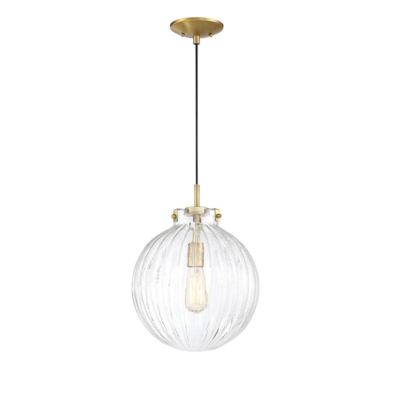 Savoy House 1-Light 12" Mini Pendant, Natural Brass