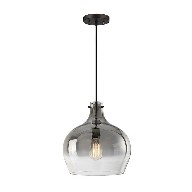 Meridian Industrial 1 Light Pendant, Bronze/Smoked Ombre