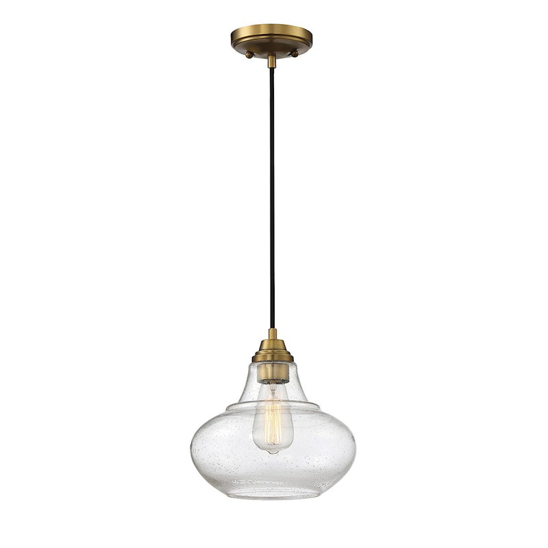 Savoy House 1-Light 10" Two-Tone Mini Pendant, Natural Brass
