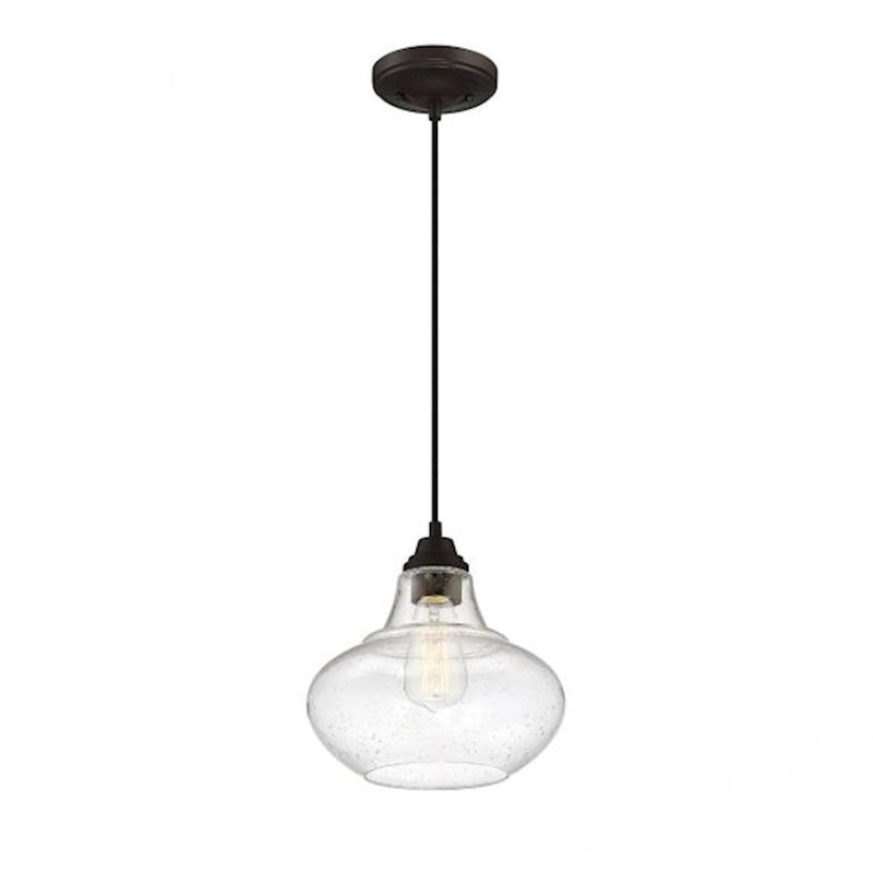 Savoy House 1-Light 10" Mini Pendant, Oil Rubbed Bronze/Seeded