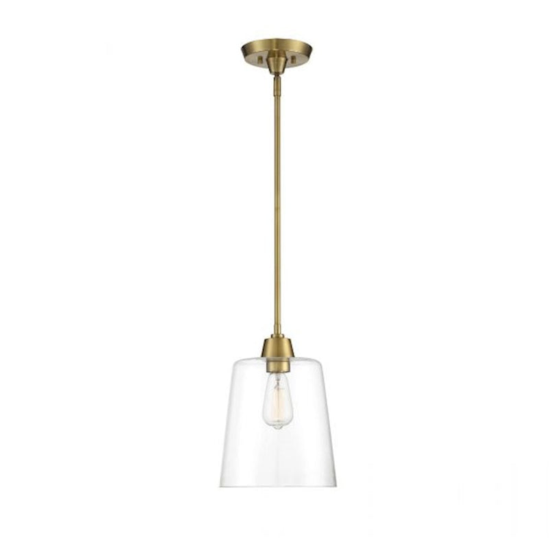 Savoy House 1-Light 12" Pendant, Natural Brass/Clear Cone - M70081NB