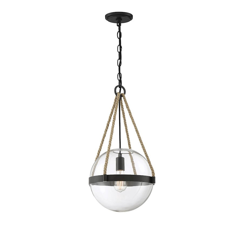 Meridian Rustic 1 Light 23" Pendant, Oil Rubbed Bronze/Clear