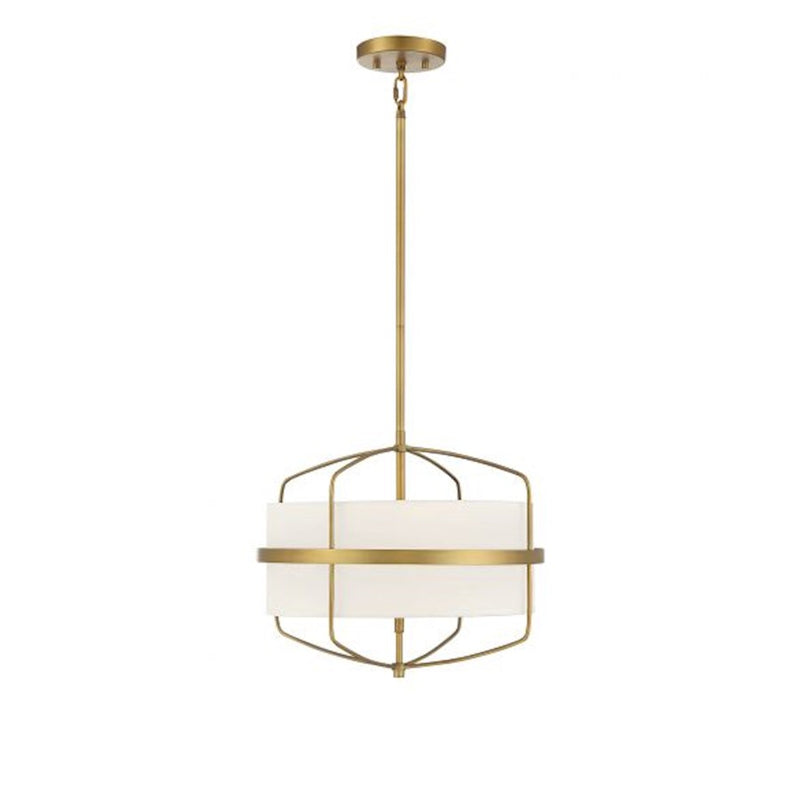 Meridian Modern 3 Light 13" Pendant, Natural Brass