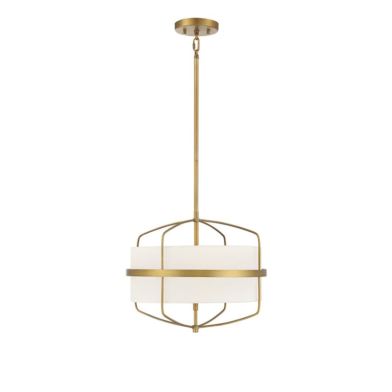 Meridian Modern 3 Light 13" Pendant, Natural Brass