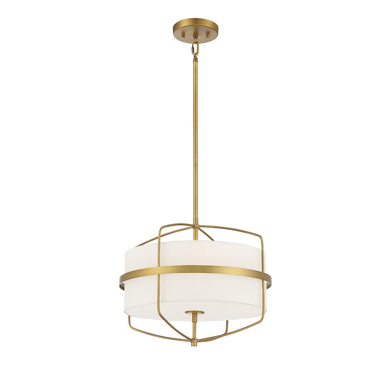 Meridian Modern 3 Light 13" Pendant, Natural Brass