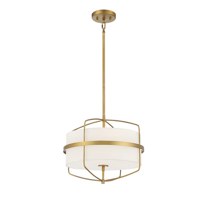 Meridian Modern 3 Light 13" Pendant, Natural Brass